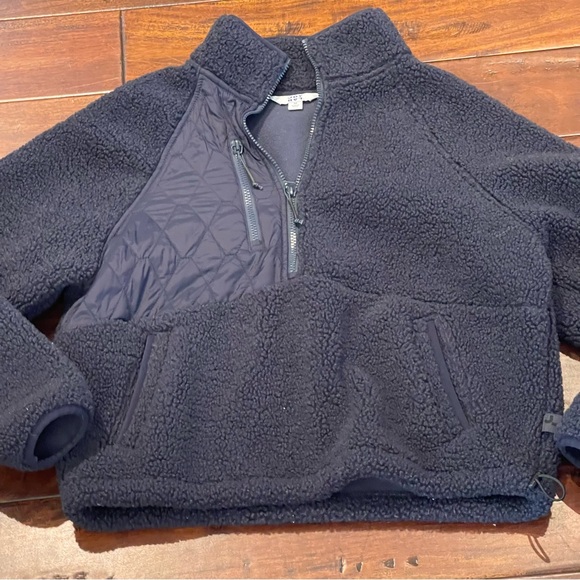JoyLab Dark Navy Blue Oversized Sherpa Pullover Half Zip Jacket M - Picture 1 of 13